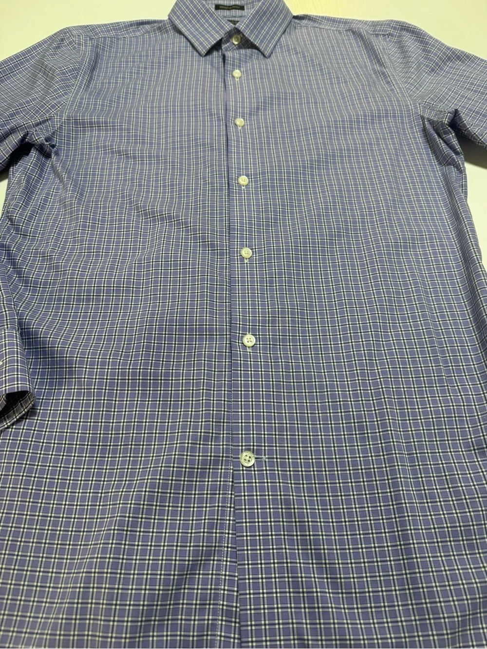 Banana Republic men’s cotton Purple Check Dress Shirt, M